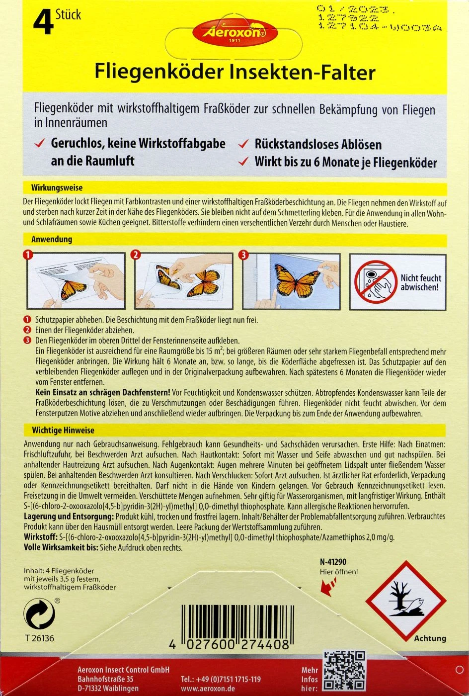 Aeroxon Fliegenköder Insekten-Falter - 4 Stück – Bild 2