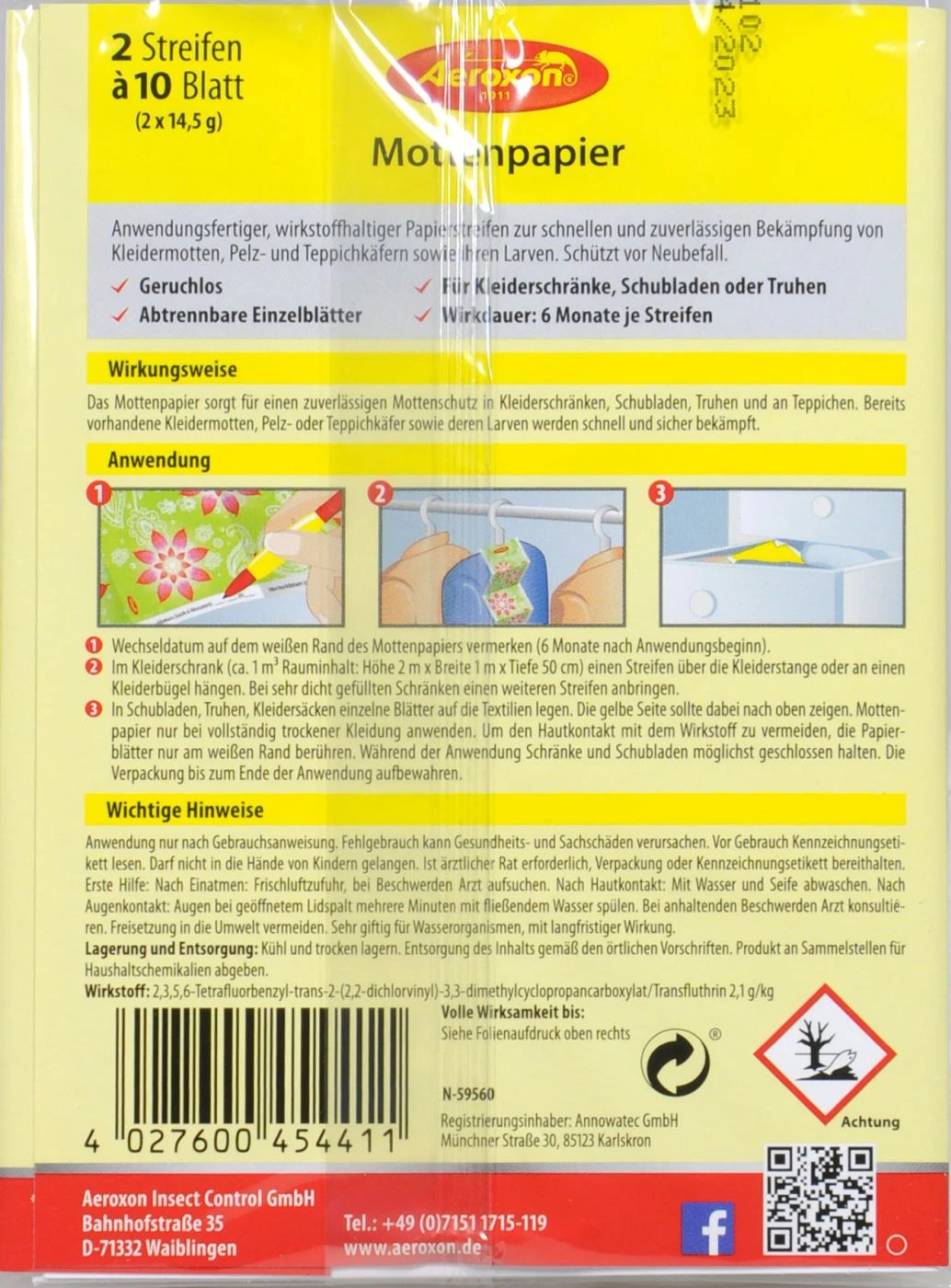Aeroxon Mottenpapier - 2 Stück – Bild 2