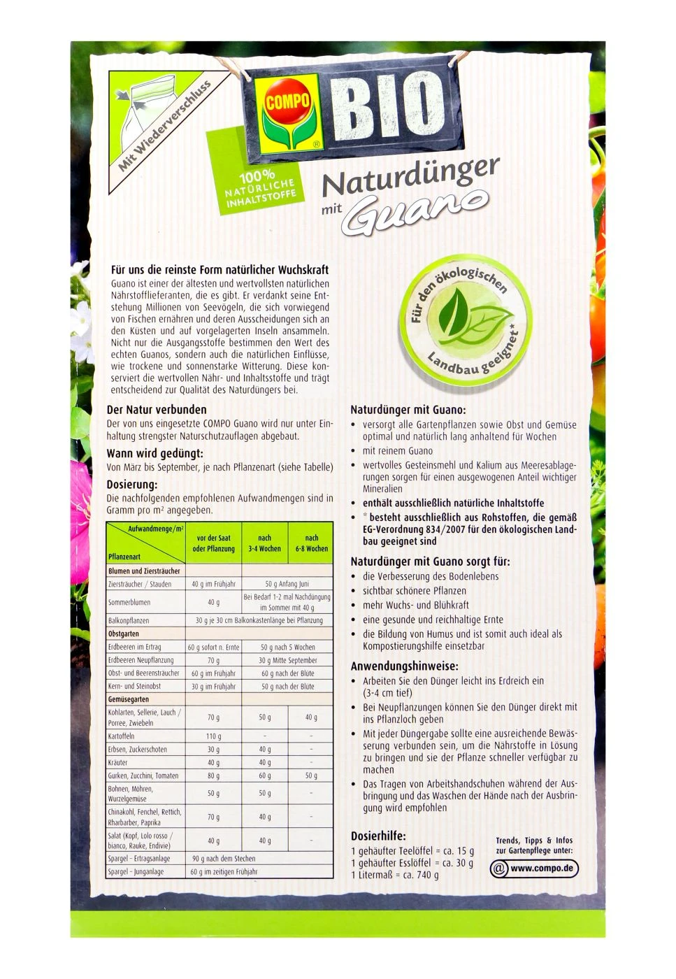 Compo Bio Naturdünger Guano - 1 Kg – Bild 2