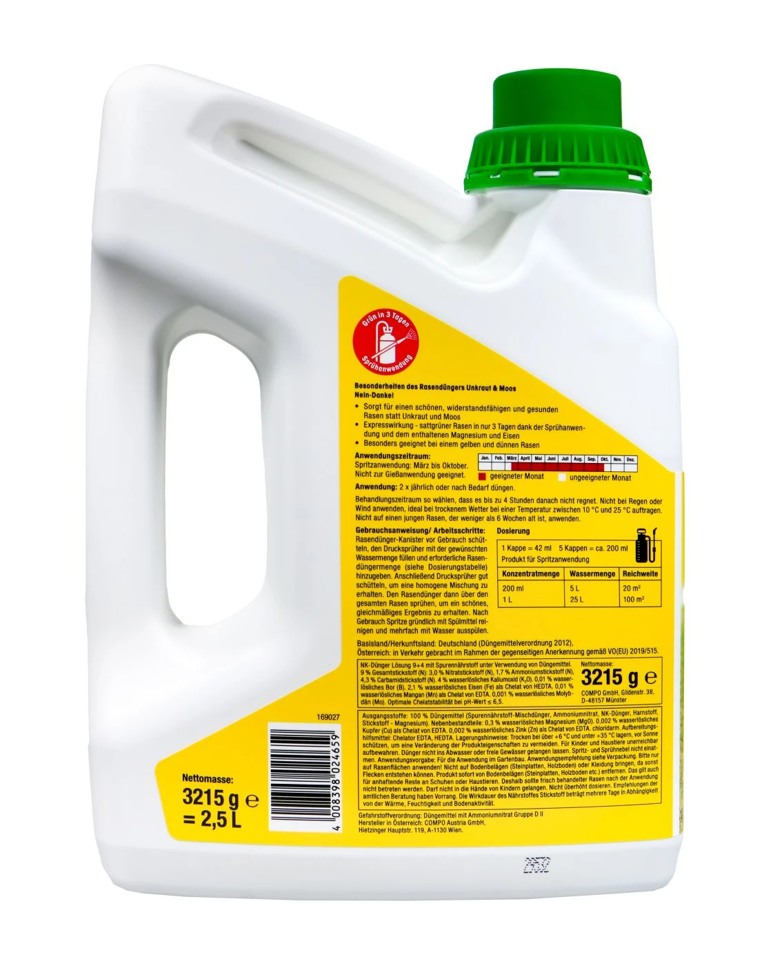 Compo Rasendünger Unkraut & Moos Nein Danke! - 2,5 L – Bild 2