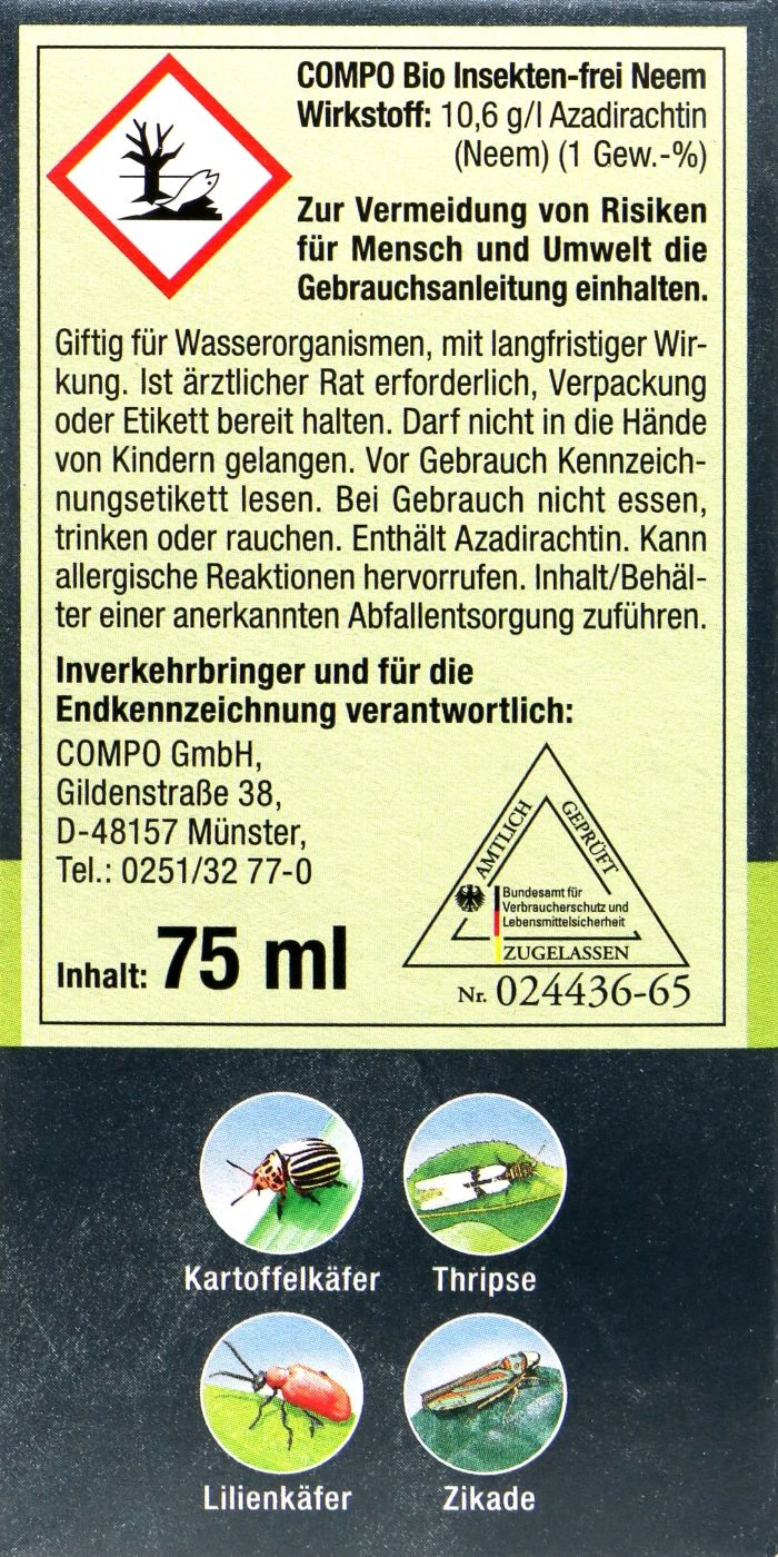 Compo Bio Insekten-frei Neem - 75 Ml – Bild 2