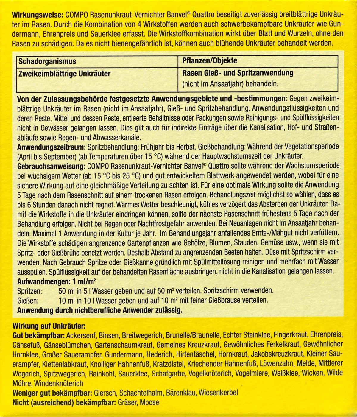 Compo Rasenunkraut-Vernichter Banvel Quattro - 75 Ml – Bild 2