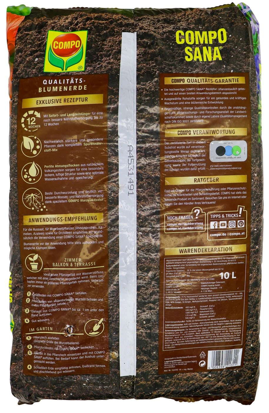 Compo Sana Qualitäts-Blumenerde - 10 L – Bild 2