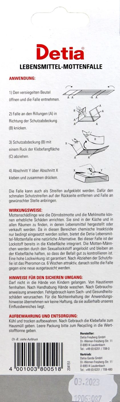 Detia Lebensmittel Mottenfalle - 3 Stück – Bild 2