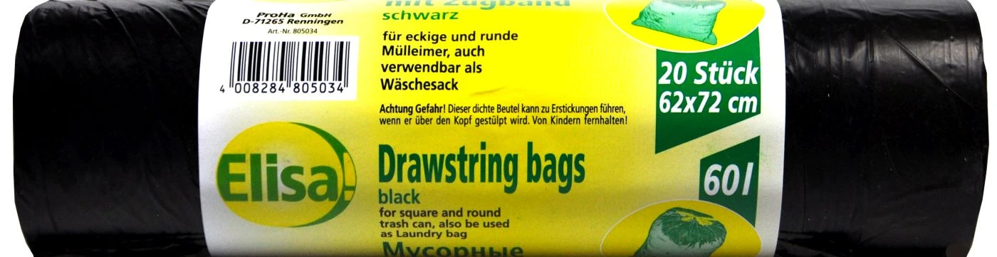 Müllbeutel Mit Zugband 60 L - 20 Stück – Bild 2