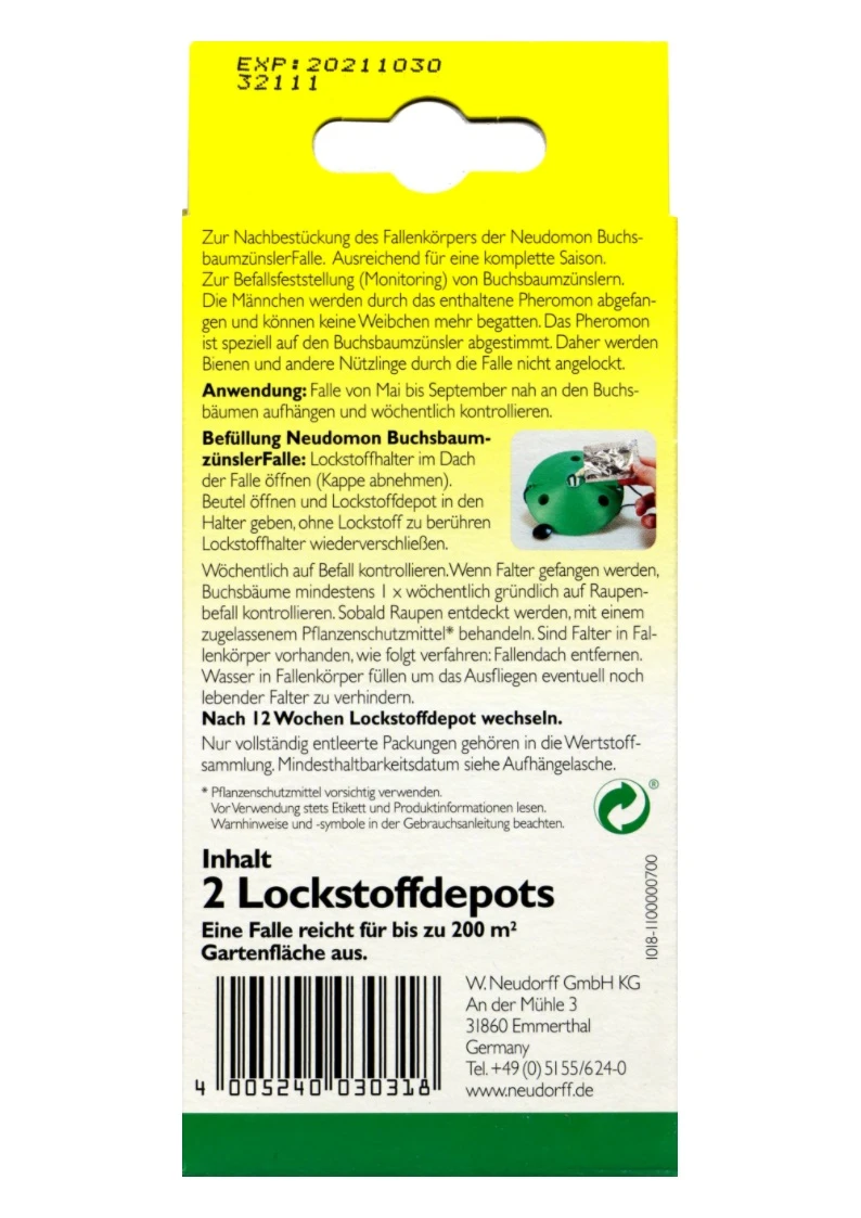 Neudorff Neudomon Buchsbaumzünsler Falle Nachfüllpack - 2 Stück – Bild 2