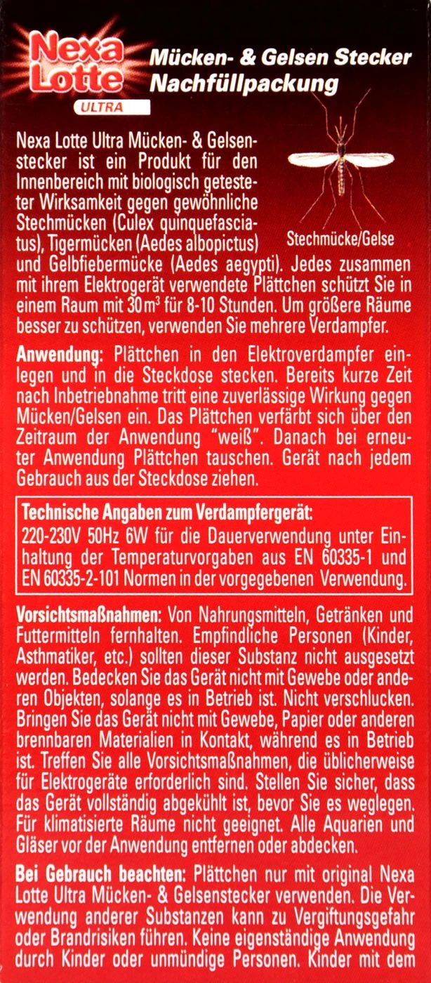 Nexa Lotte Mücken- Und Gelsenstecker Ultra Nachfüllpack - 20 Stück – Bild 3