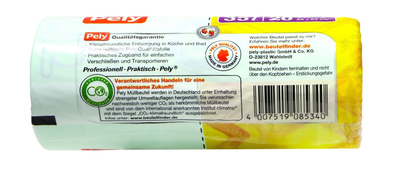 Pely Clean Zugband Müllbeutel 35 L - 15 Stück – Bild 2