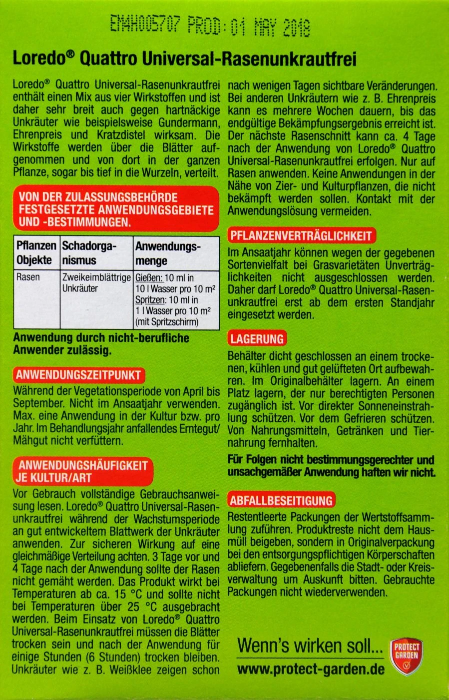 Protect Garden Loredo Quattro Univ.Rasenunkrautfrei - 100 Ml – Bild 3