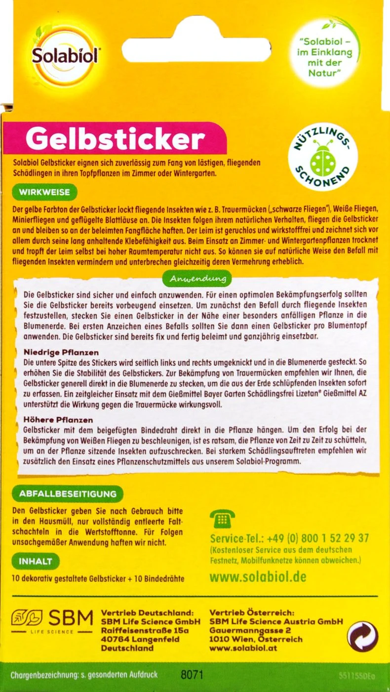 Solabiol Gelbsticker - 10 Stück – Bild 2